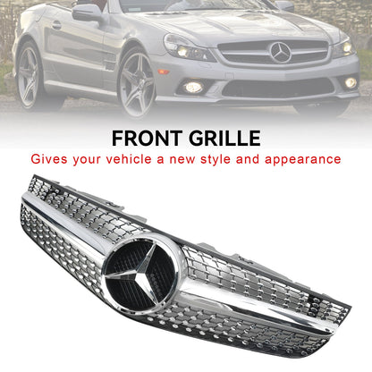 2009-2012 Mercedes Benz SL-Class R230 SL500 SL550 SL63 SL65 Front Bumper Upper Grill AMG Style Grille