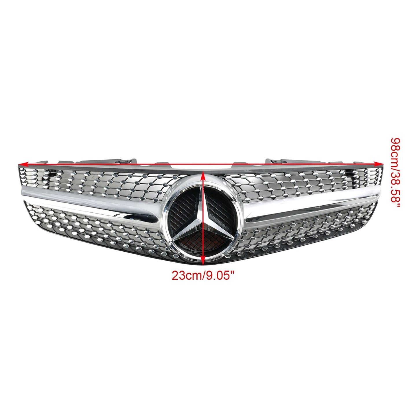 2009-2012 Benz SL-Class R230 SL500 SL550 SL63 SL65 Mercedes Front Bumper Upper Grill AMG Style Grill Replacement