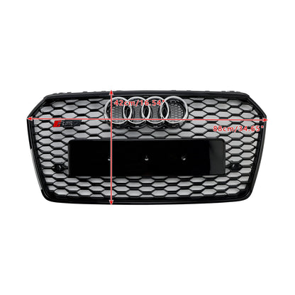 2016 2017 2018 Audi A7 / A7 Sline / S7 4G Front Bumper Honeycomb Grill RS7 Style Black Sport Mesh Grille W/ Ring Emblem