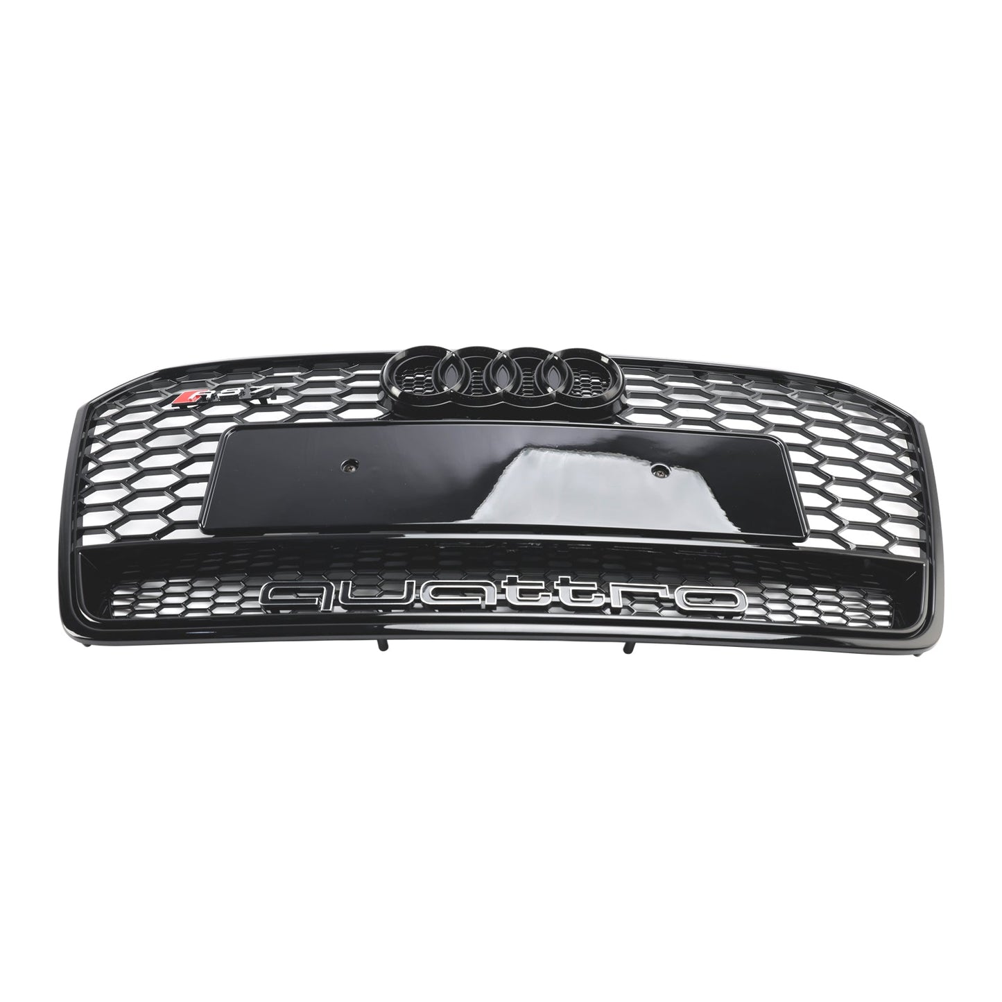 Audi 4G A7 S7 2016-2018 Facelift RS7 Quattro Style Front Bumper Grill Glossy Black Honeycomb Grille W/ Ring Emblem