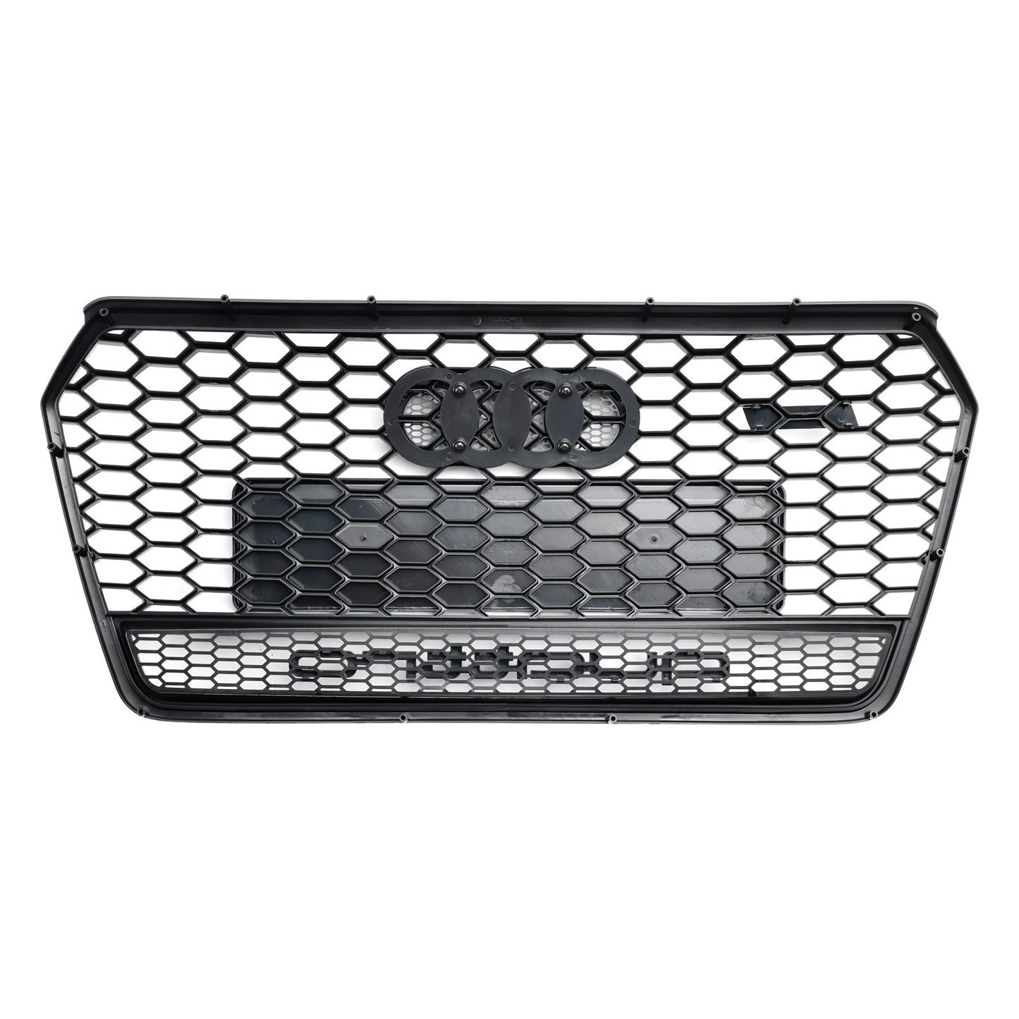 Audi 4G A7 S7 2016-2018 Facelift RS7 Quattro Style Front Bumper Grill Glossy Black Honeycomb Grille W/ Ring Emblem
