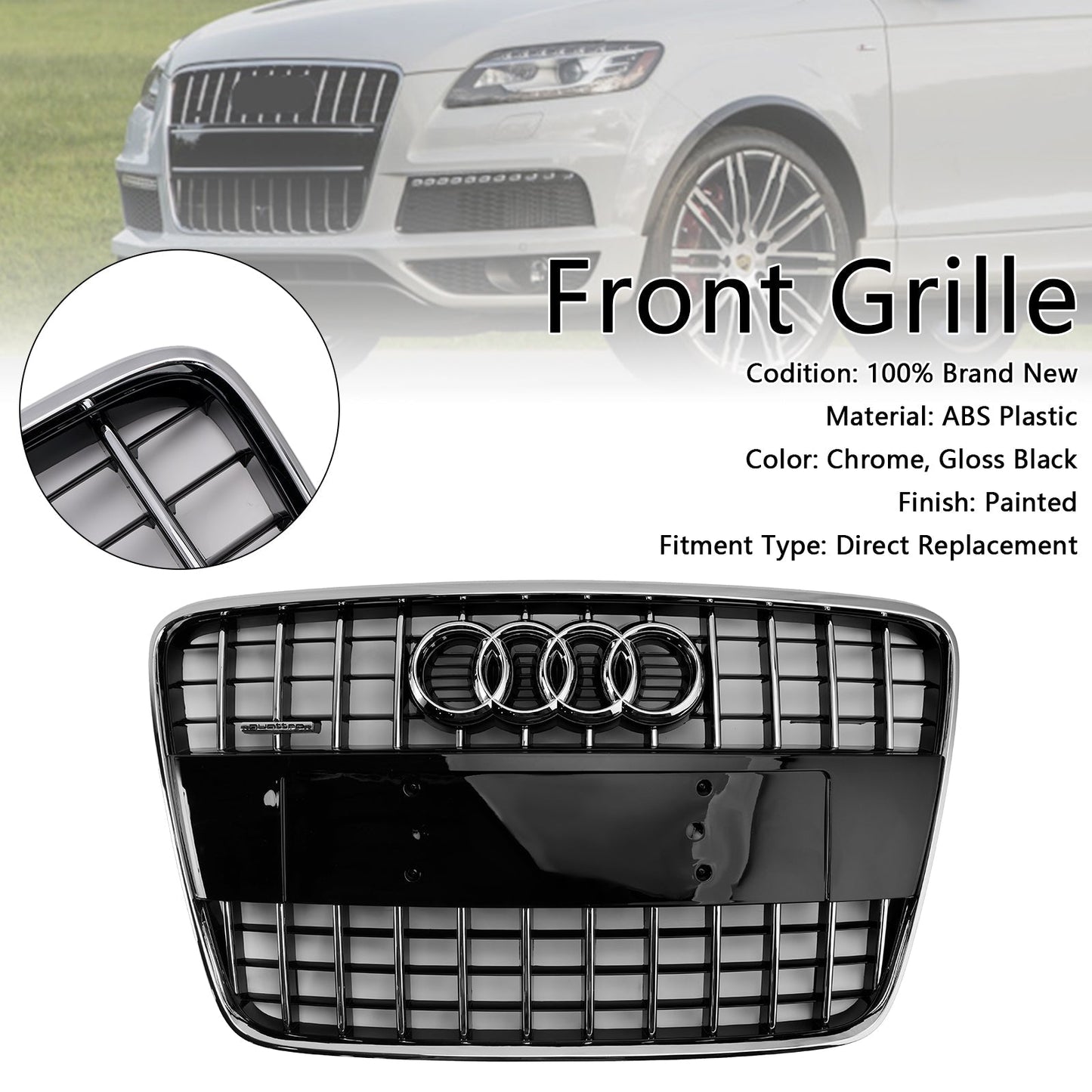 Front Grille For Audi Q7 /Q7 Sline /SQ7 2005-2015 Sport Slat Mesh Front Bumper Radiator Grill