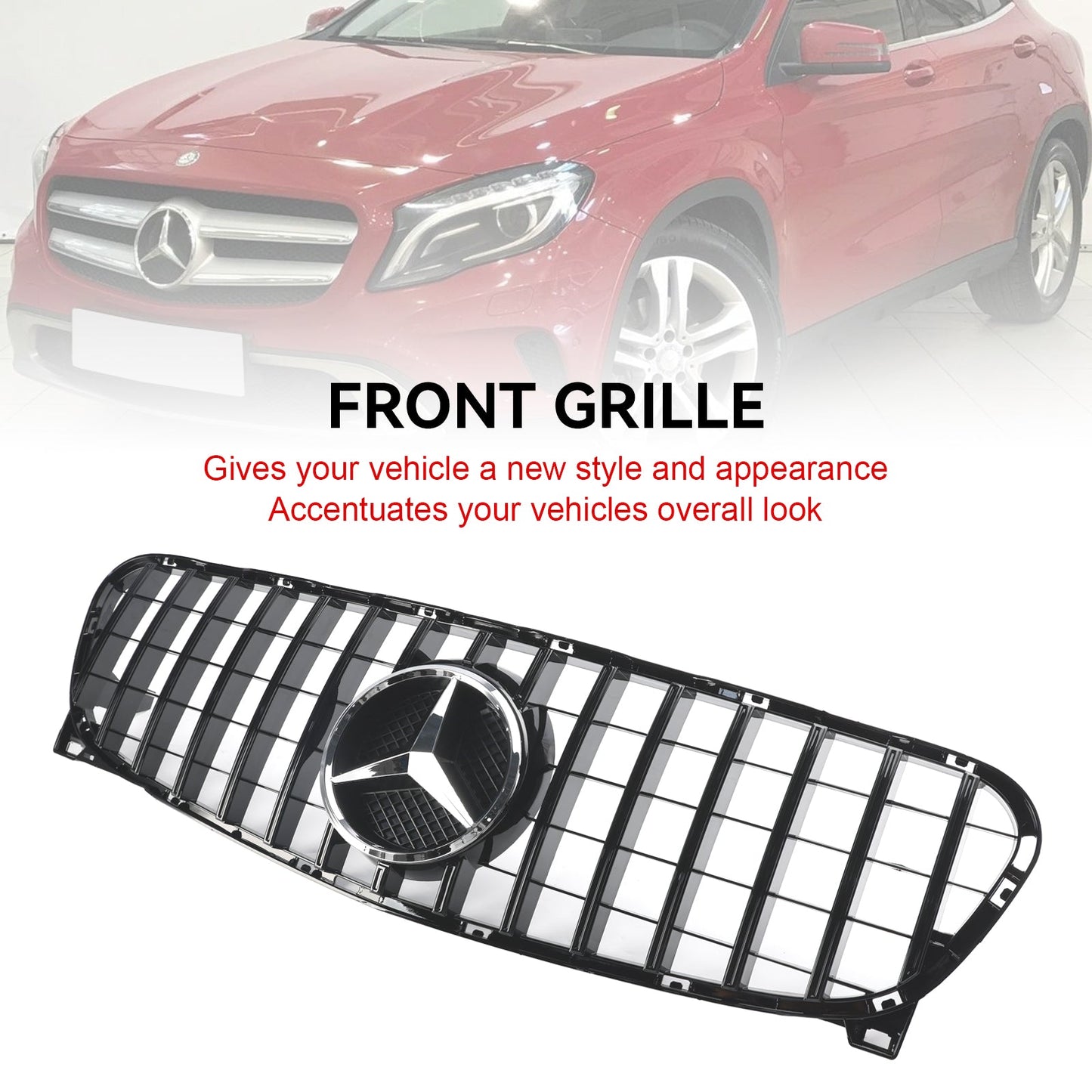 Benz GLA-Class W156 X156 GLA200/220/250/GLA45 2013-2017 Mercedes Front Bumper Grill Black GT Style Grille