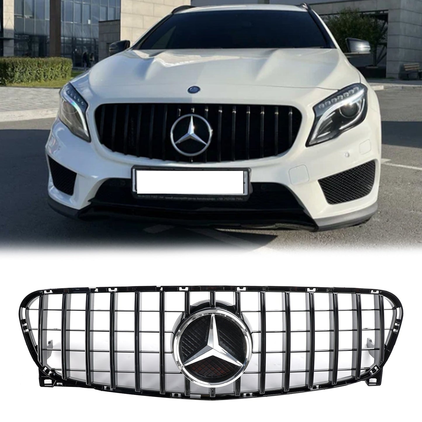 Benz GLA-Class W156 X156 GLA200/220/250/GLA45 2013-2017 Mercedes Front Bumper Grill Black GT Style Grille