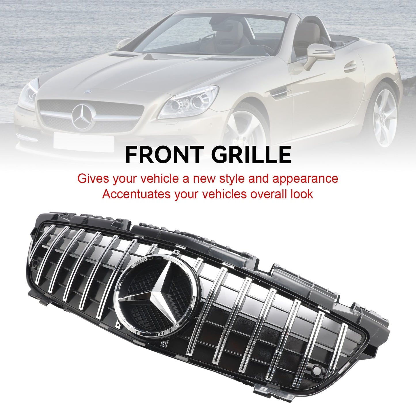 Benz SLK-Class R172 SLK200/250/350/SLK55 AMG 2011-2016 Mercedes Front Bumper Grill Chrome GT Style Grill