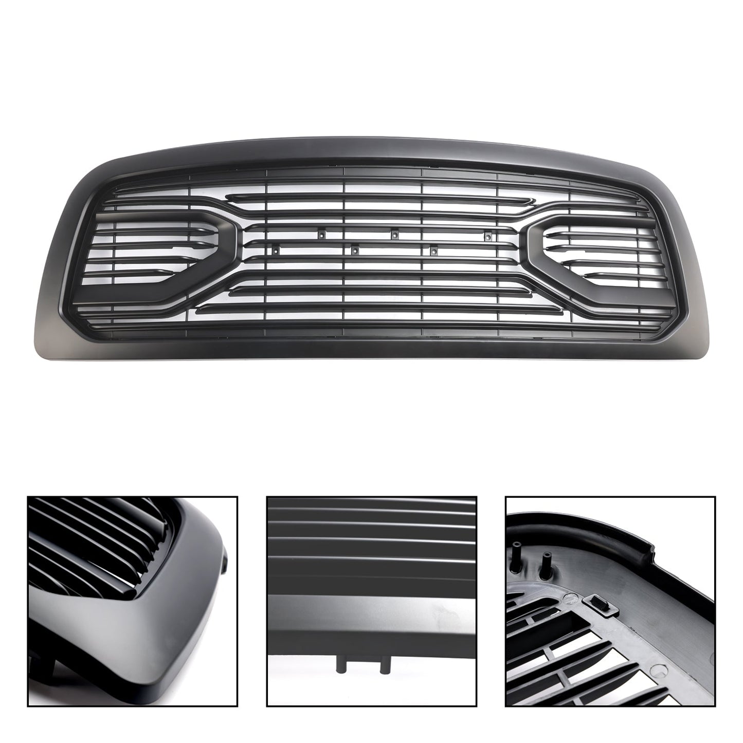 2009-2012 Dodge Ram 1500 Matte Black Front Bumper Grill Grille W/ Led Light Generic