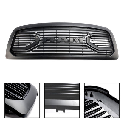 2009-2012 Dodge Ram 1500 Matte Black Big Horn Grill With LED Light Front Bumper Replacement Grille