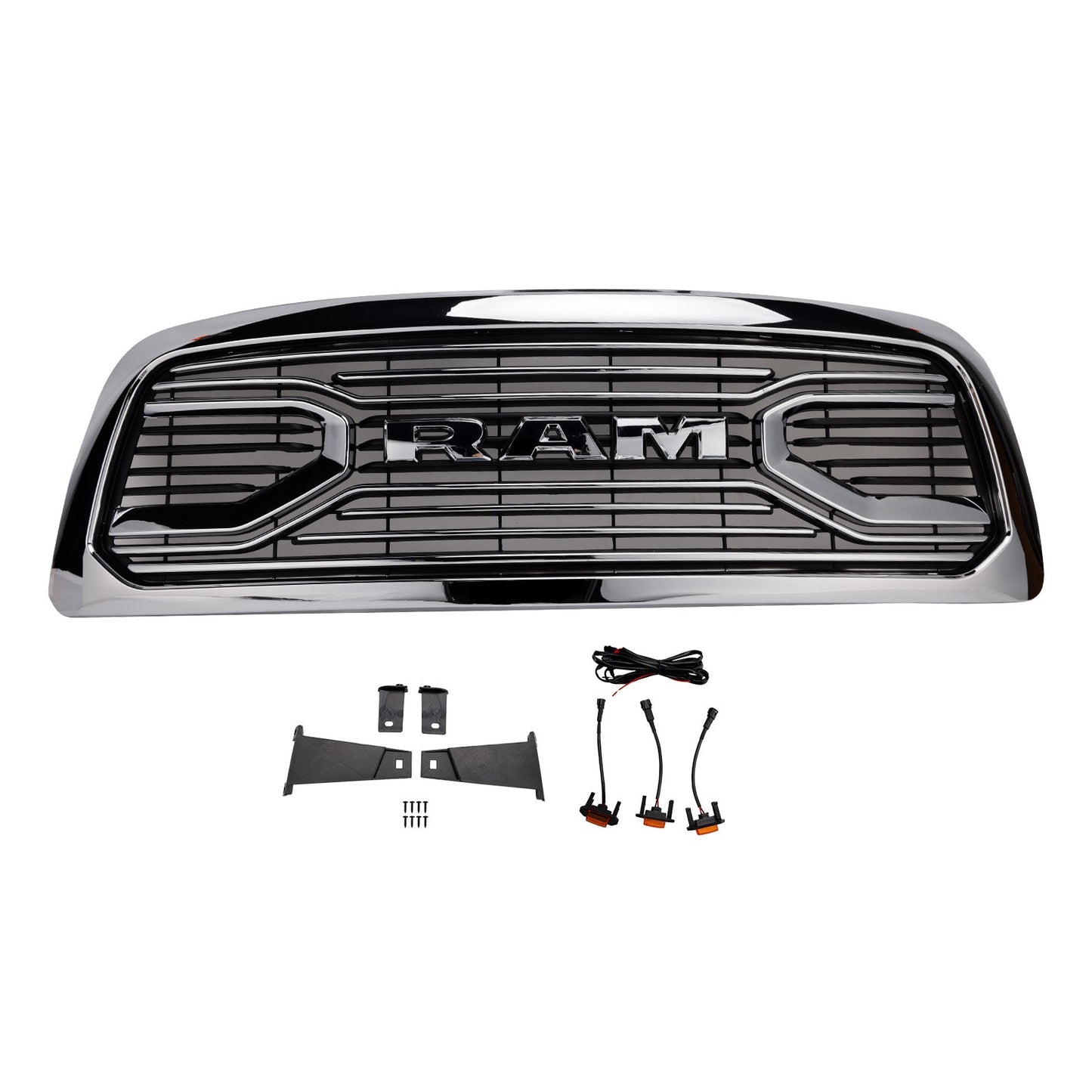 Dodge Ram 1500 2009-2012 Chrome Front Bumper Grill Grille W/ Led Light