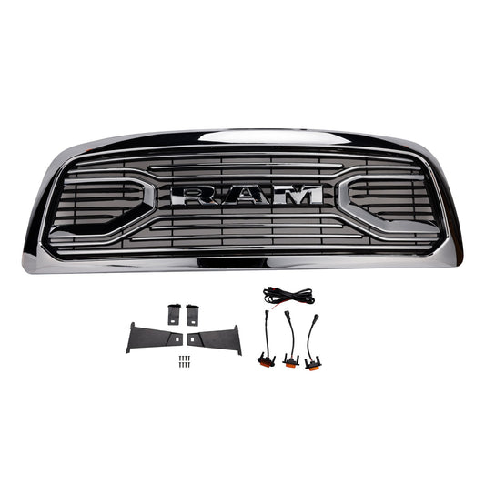 Dodge Ram 1500 2009-2012 Chrome Front Bumper Grill Grille W/ Led Light