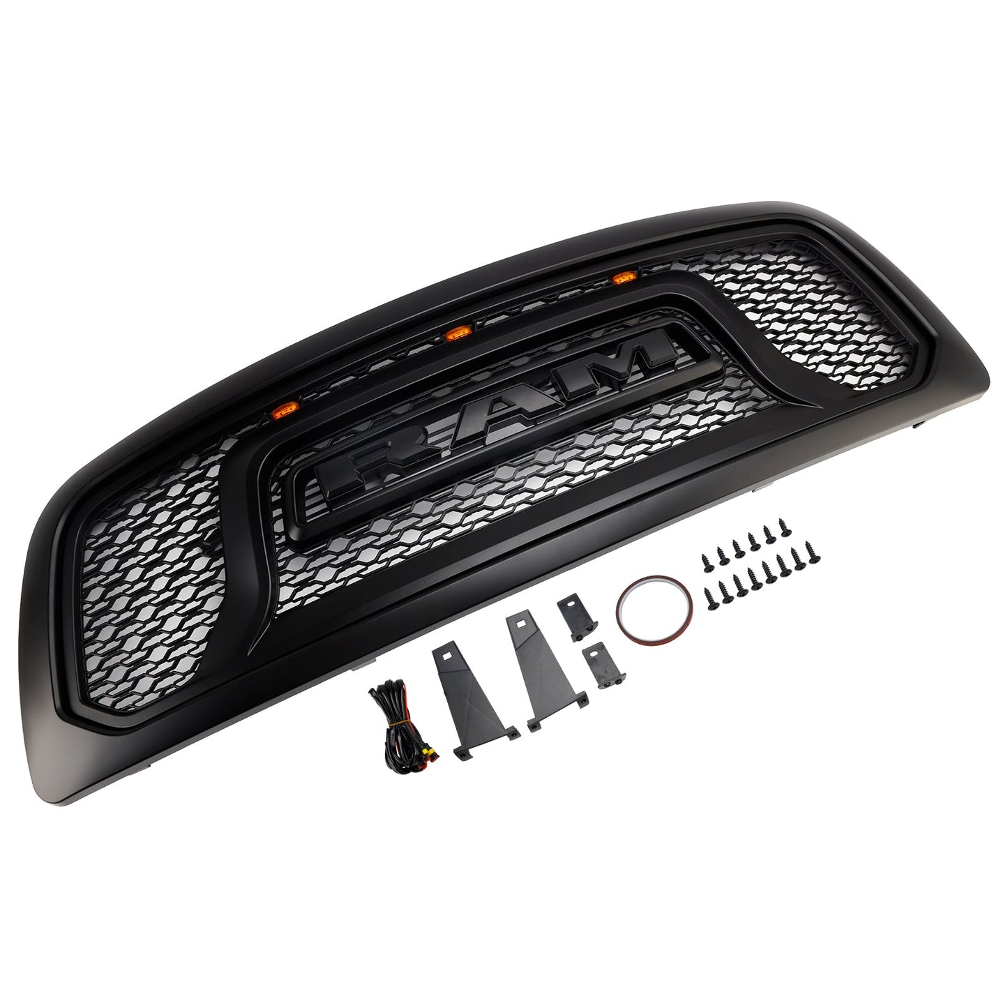 2009-2012 Dodge Ram 1500 Black Front Bumper Grill Grille W/ Led Light