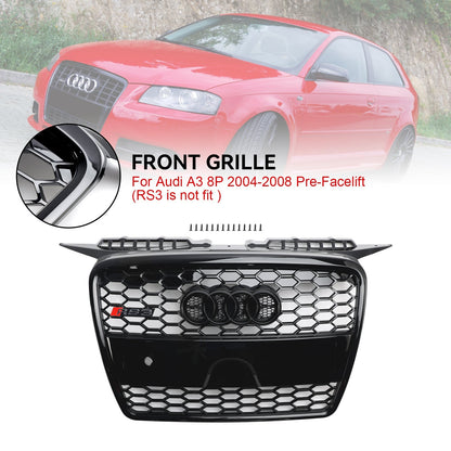 2004-2008 Audi A3 / S3 8P RS3 Style Honeycomb Grille Glossy Black Front Bumper Grill
