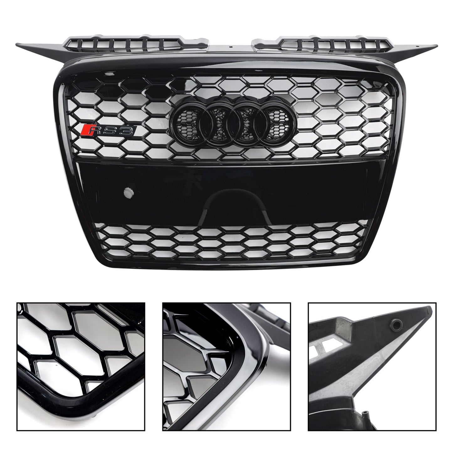 2004-2008 Audi A3 / S3 8P RS3 Style Honeycomb Grille Glossy Black Front Bumper Grill