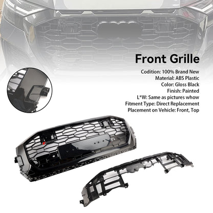 2019-2023 Audi Q8/SQ8 Gloss Black Front Honeycomb Mesh Grille RSQ8 Style