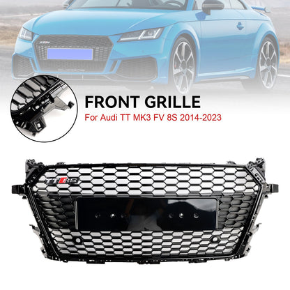 TTRS Style Honeycomb Grille For Audi TT / TTS MK3 FV 2014-2023 Front Bumper Glossy Black Grill