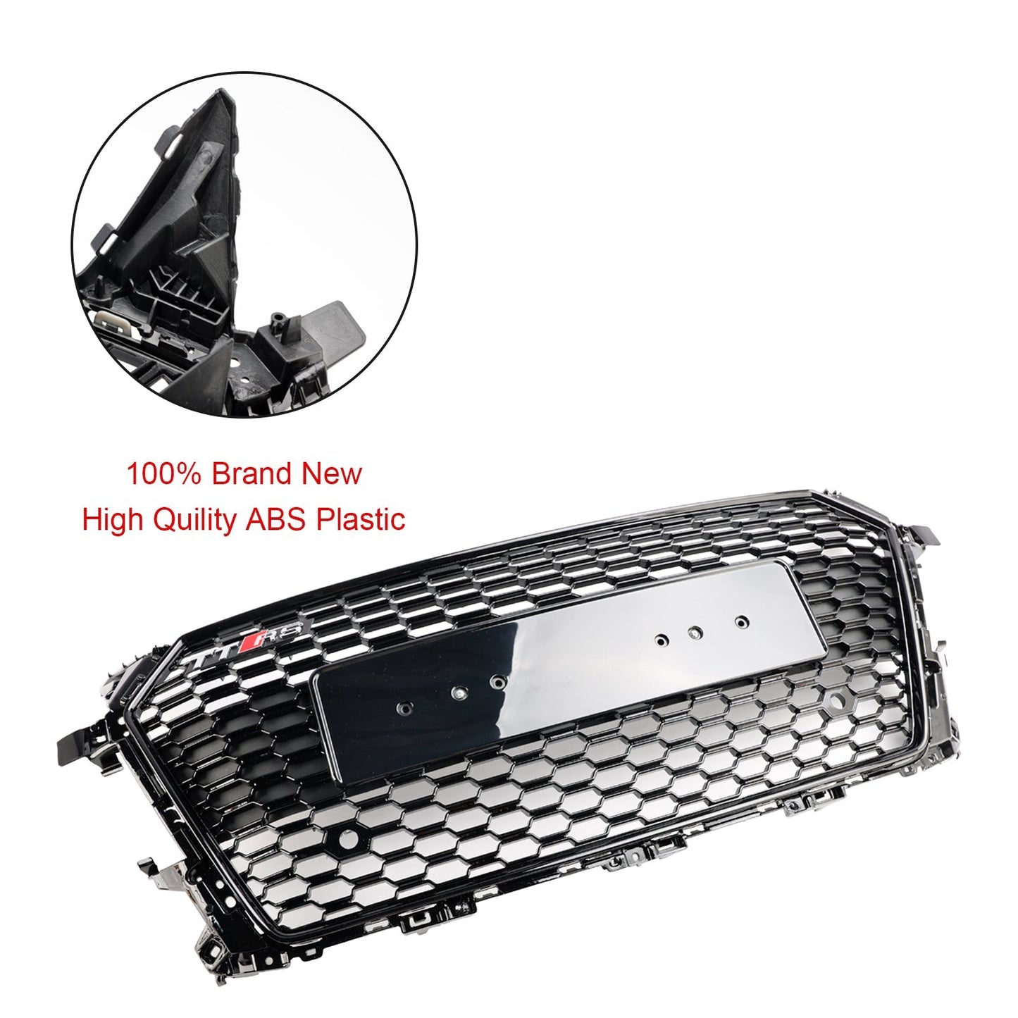 TTRS Style Honeycomb Grille For Audi TT / TTS MK3 FV 2014-2023 Front Bumper Glossy Black Grill