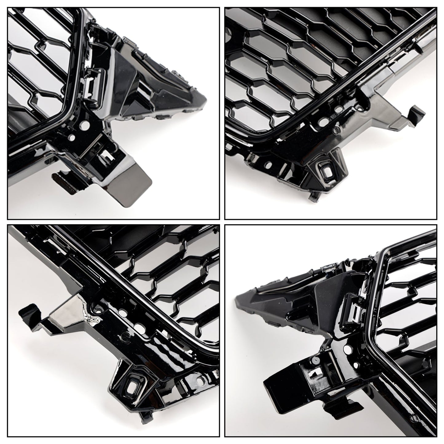 TTRS Style Honeycomb Grille For Audi TT / TTS MK3 FV 2014-2023 Front Bumper Glossy Black Grill