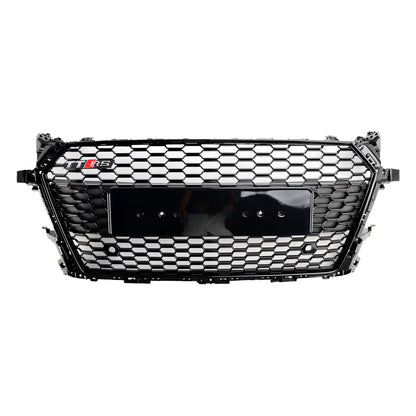 TTRS Style Honeycomb Grille For Audi TT / TTS MK3 FV 2014-2023 Front Bumper Glossy Black Grill