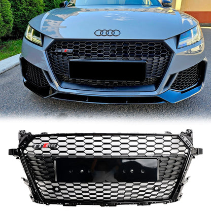 TTRS Style Honeycomb Grille For Audi TT / TTS MK3 FV 2014-2023 Front Bumper Glossy Black Grill
