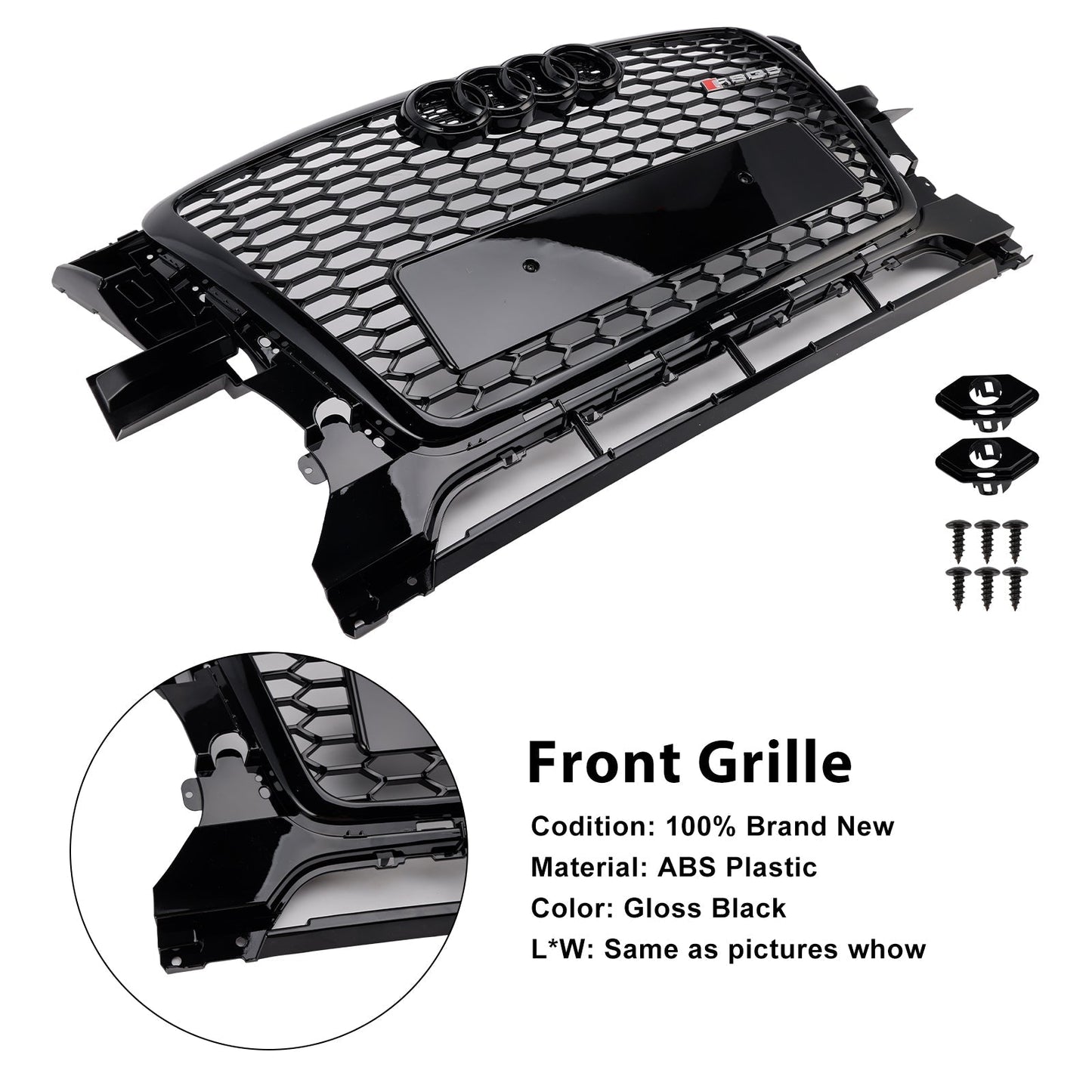 2009-2012 Audi Q5/Q5 Sline To RSQ5 Honeycomb Style Grill Front Bumper Replacement Grill