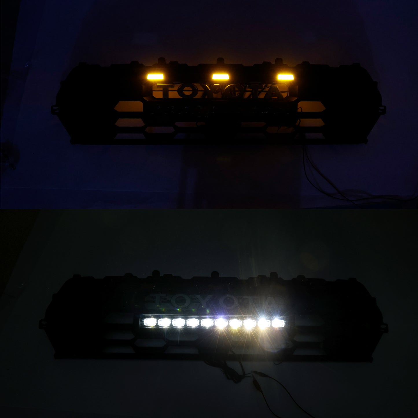 Toyota 2024-2025 Tacoma TRD Pro Front Grille Black Honeycomb Grill + LED Light + Light Bar + Letter