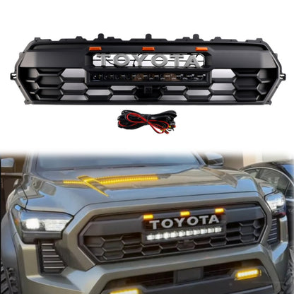 Toyota 2024-2025 Tacoma TRD Pro Front Grille Black Honeycomb Grill + LED Light + Light Bar + Letter