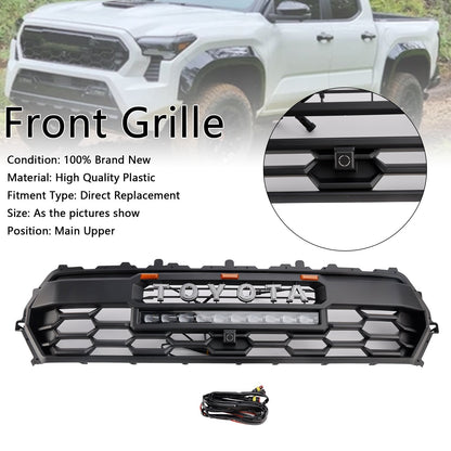 2024+ Toyota Tacoma Black Front Bumper Grill Grille With Led & Light Bar