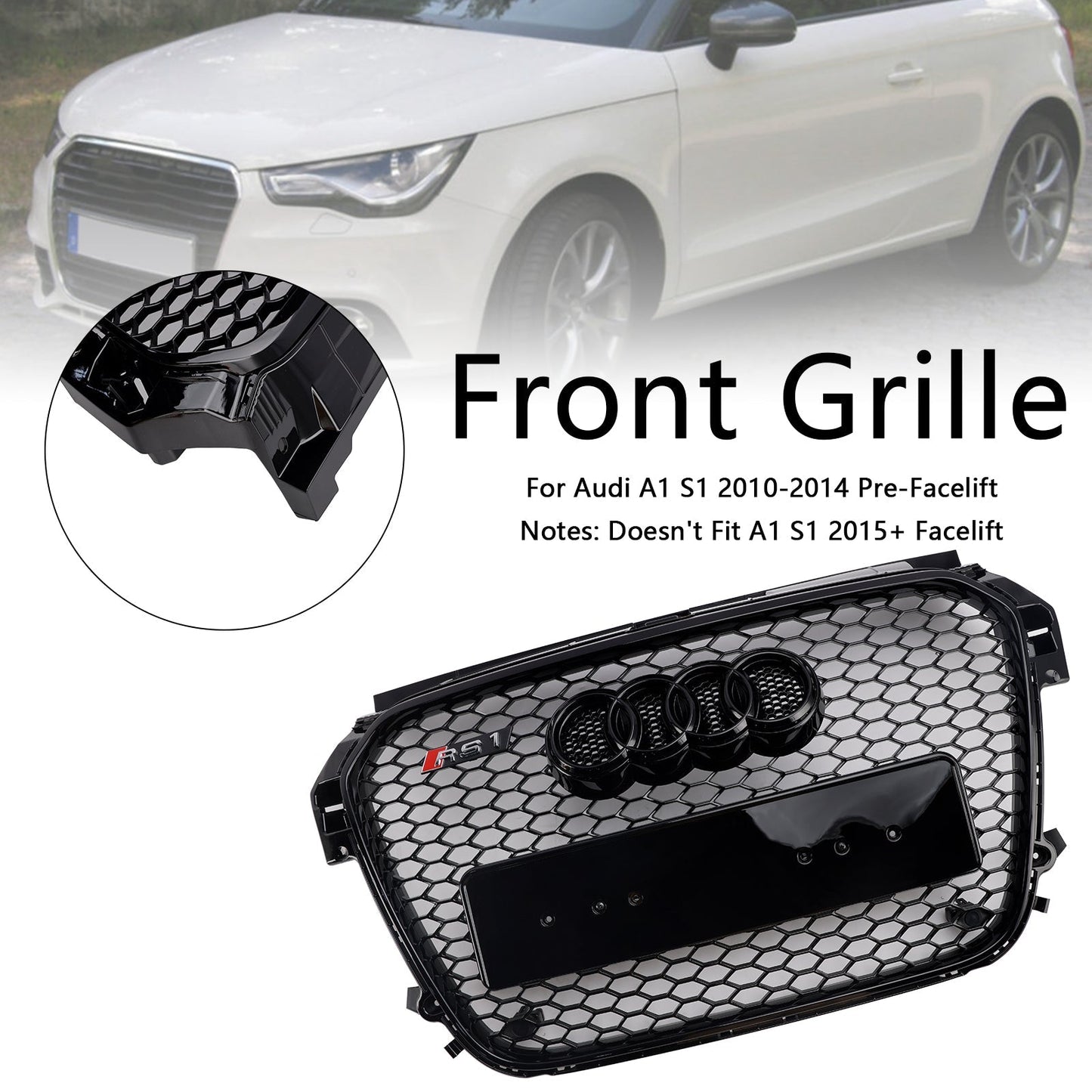 Audi A1 / A1 S-Line 2010-2015 Front Grille Honeycomb / Slat Style Air Intake Radiator Grill