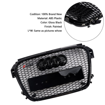 2010-2015 Audi A1 /A1 Sline RS Style Grille Gloss Black Front Bumper Honeycomb Mesh Sport Grill