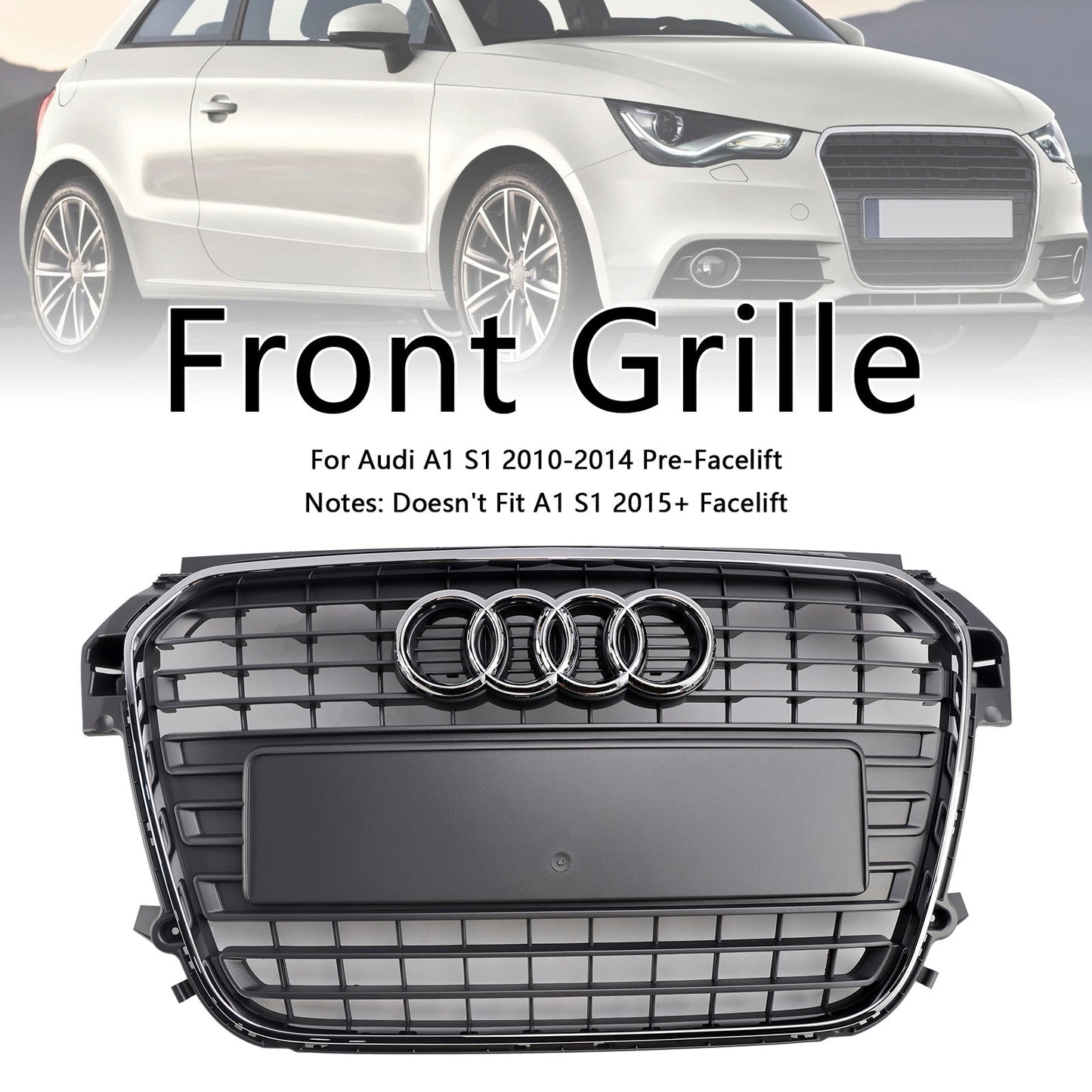 Audi A1 / A1 S-Line 2010-2015 Front Grille Honeycomb / Slat Style Air Intake Radiator Grill