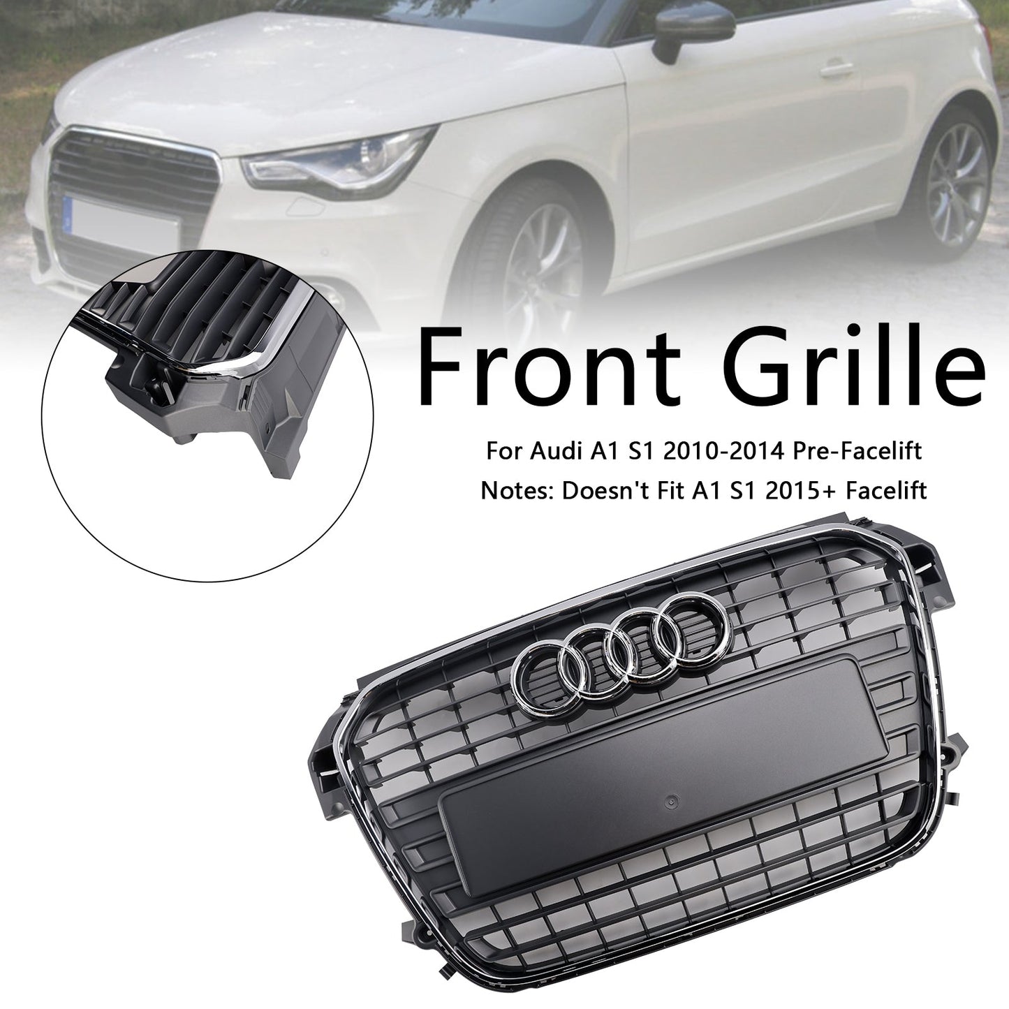 Audi A1 / A1 S-Line 2010-2015 Front Grille Honeycomb / Slat Style Air Intake Radiator Grill