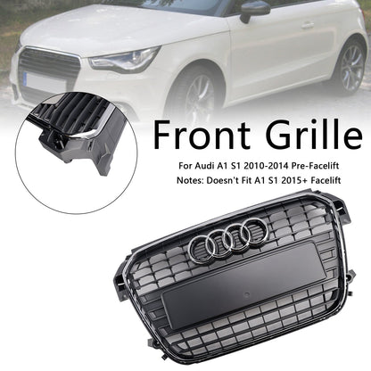 Front Bumper Chrome Grille For 2010-2015 Audi A1 / A1 S-Line Replacement Slat Grill
