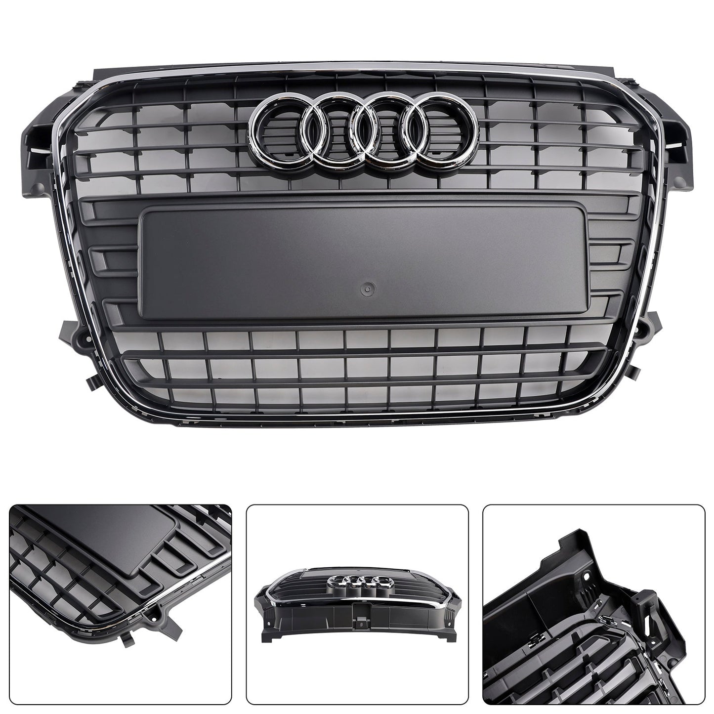 Front Bumper Chrome Grille For 2010-2015 Audi A1 / A1 S-Line Replacement Slat Grill