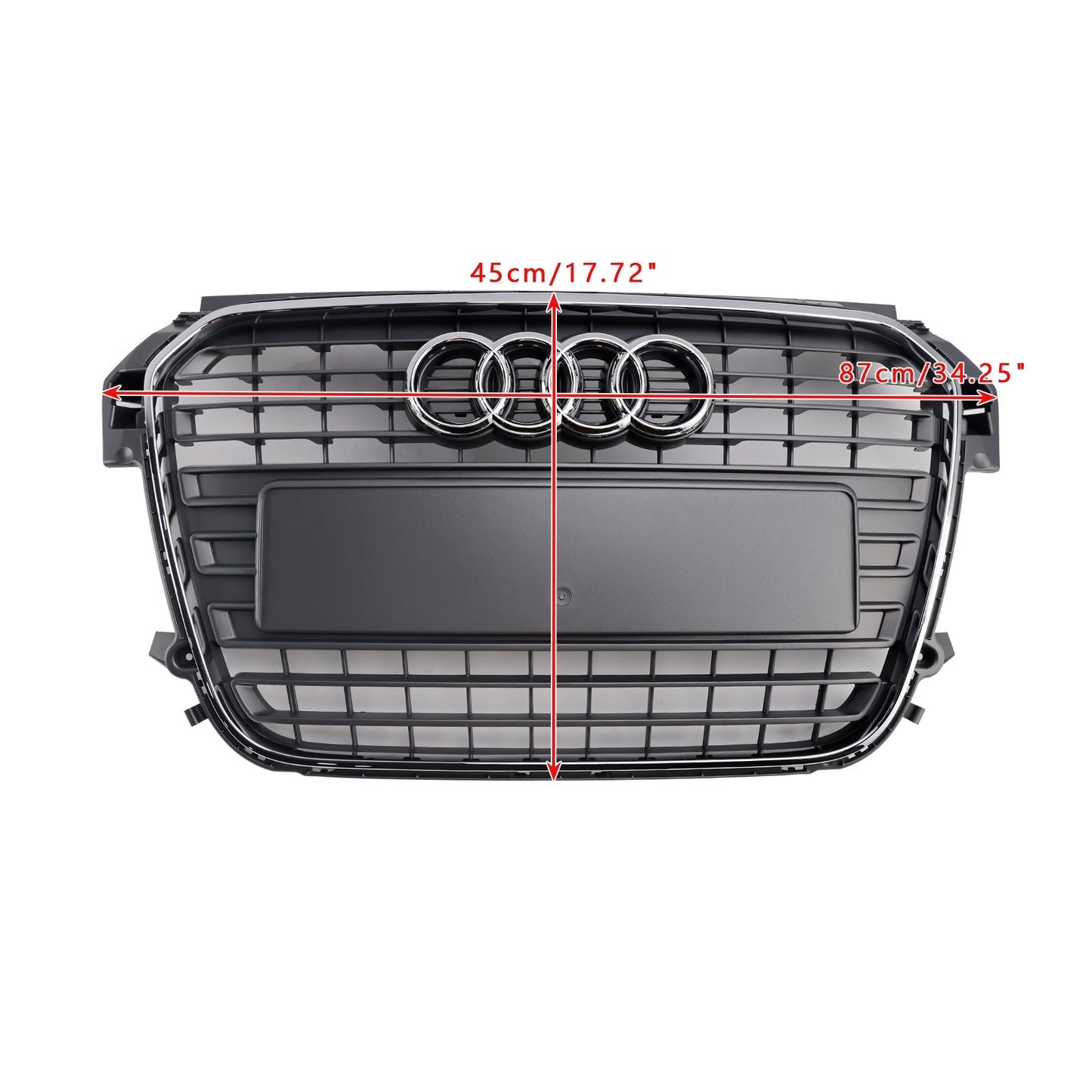 Front Bumper Chrome Grille For 2010-2015 Audi A1 / A1 S-Line Replacement Slat Grill