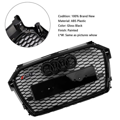 Audi A1 / A1 Sline / S1 8X 2014 2015 2016 2017 2018 2019 Honeycomb / Slat Front Grille Air Intake Radiator Black RS Grill W/ Audi Rings