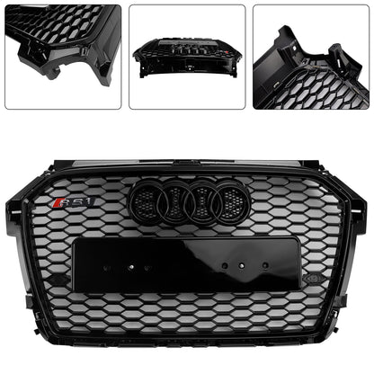 Audi A1 / A1 Sline / S1 8X 2014 2015 2016 2017 2018 2019 Honeycomb / Slat Front Grille Air Intake Radiator Black RS Grill W/ Audi Rings