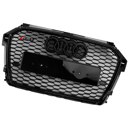 Audi A1 / A1 Sline / S1 8X 2014 2015 2016 2017 2018 2019 Honeycomb / Slat Front Grille Air Intake Radiator Black RS Grill W/ Audi Rings