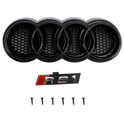 Audi A1 / A1 Sline / S1 8X 2014 2015 2016 2017 2018 2019 Honeycomb / Slat Front Grille Air Intake Radiator Black RS Grill W/ Audi Rings