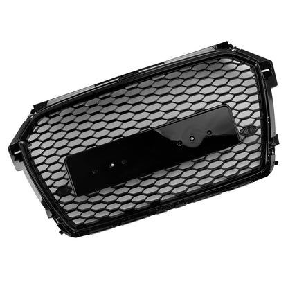 Audi A1 / A1 Sline / S1 8X Sport 2014-2019 RS Grille Mesh Hex Glossy Black Replacement Grill With Rings Emblem