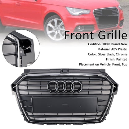 Audi A1 / A1 Sline / S1 8X 2014 2015 2016 2017 2018 2019 Honeycomb / Slat Front Grille Air Intake Radiator Black RS Grill W/ Audi Rings