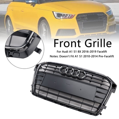 Audi A1 / A1 Sline / S1 8X 2014 2015 2016 2017 2018 2019 Honeycomb / Slat Front Grille Air Intake Radiator Black RS Grill W/ Audi Rings