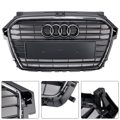 Audi A1 / A1 Sline / S1 8X 2014 2015 2016 2017 2018 2019 Honeycomb / Slat Front Grille Air Intake Radiator Black RS Grill W/ Audi Rings