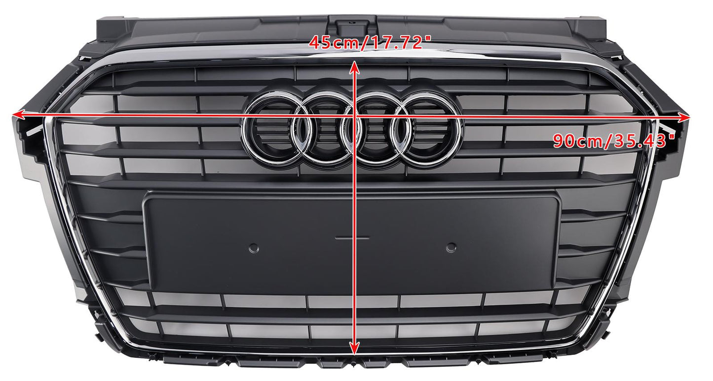 Audi A1 / A1 Sline / S1 8X 2014 2015 2016 2017 2018 2019 Honeycomb / Slat Front Grille Air Intake Radiator Black RS Grill W/ Audi Rings