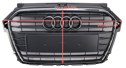Audi A1 / A1 Sline / S1 8X 2014 2015 2016 2017 2018 2019 Honeycomb / Slat Front Grille Air Intake Radiator Black RS Grill W/ Audi Rings
