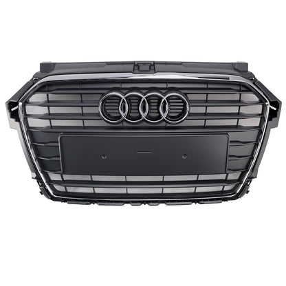 Audi A1 / A1 Sline / S1 8X 2014 2015 2016 2017 2018 2019 Honeycomb / Slat Front Grille Air Intake Radiator Black RS Grill W/ Audi Rings