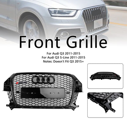 2011-2015 Audi Q3 RSQ3 Style Gloss Black Front Honeycomb Mesh Grille 5060531048501