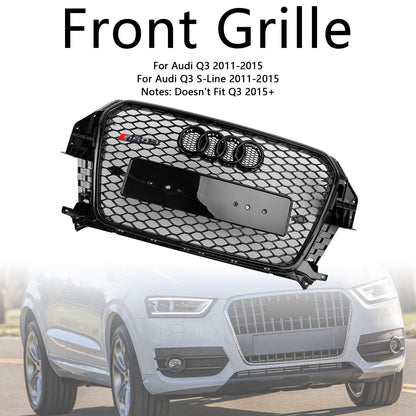 2011-2015 Audi Q3 RSQ3 Style Gloss Black Front Honeycomb Mesh Grille 5060531048501