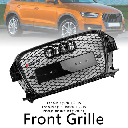 2011-2015 Audi Q3 RSQ3 Style Gloss Black Front Honeycomb Mesh Grille 5060531048501