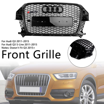 2011-2015 Audi Q3 RSQ3 Style Gloss Black Front Honeycomb Mesh Grille 5060531048501