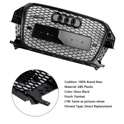 2011-2015 Audi Q3 RSQ3 Style Gloss Black Front Honeycomb Mesh Grille 5060531048501