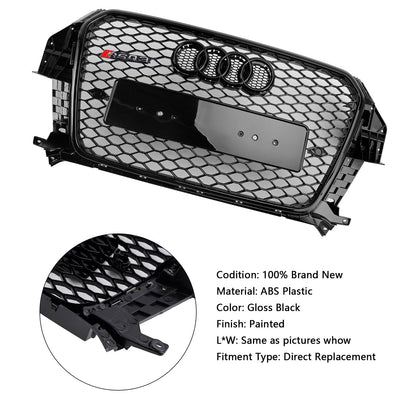2011-2015 Audi Q3 RSQ3 Style Gloss Black Front Honeycomb Mesh Grille 5060531048501